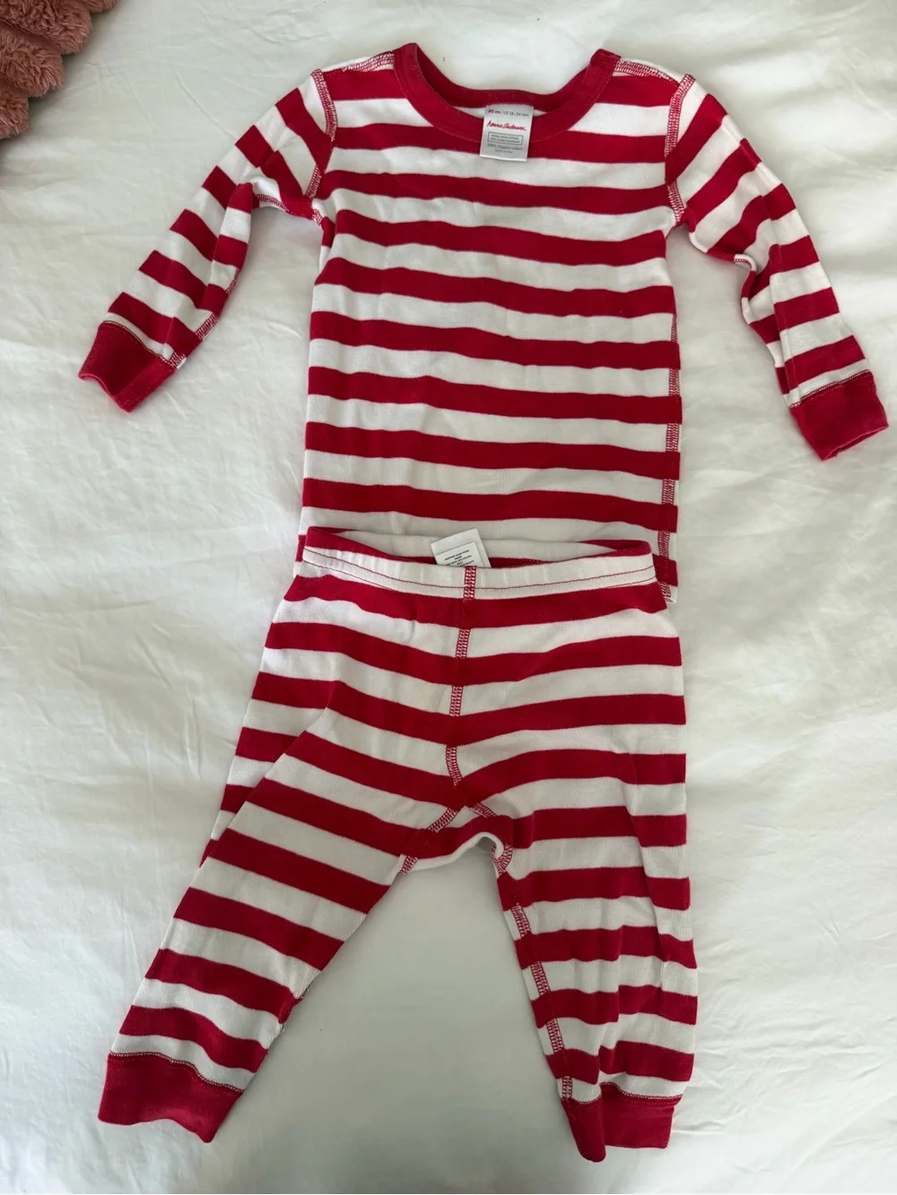 Hanna Andersson Red and White Striped Kids One-Piece Pajamas - 80/18-24 mo